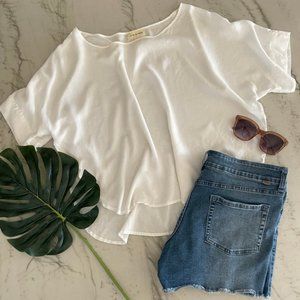 Cloth & Stone White Shirt Top Flowy With Side Slits Size Medium